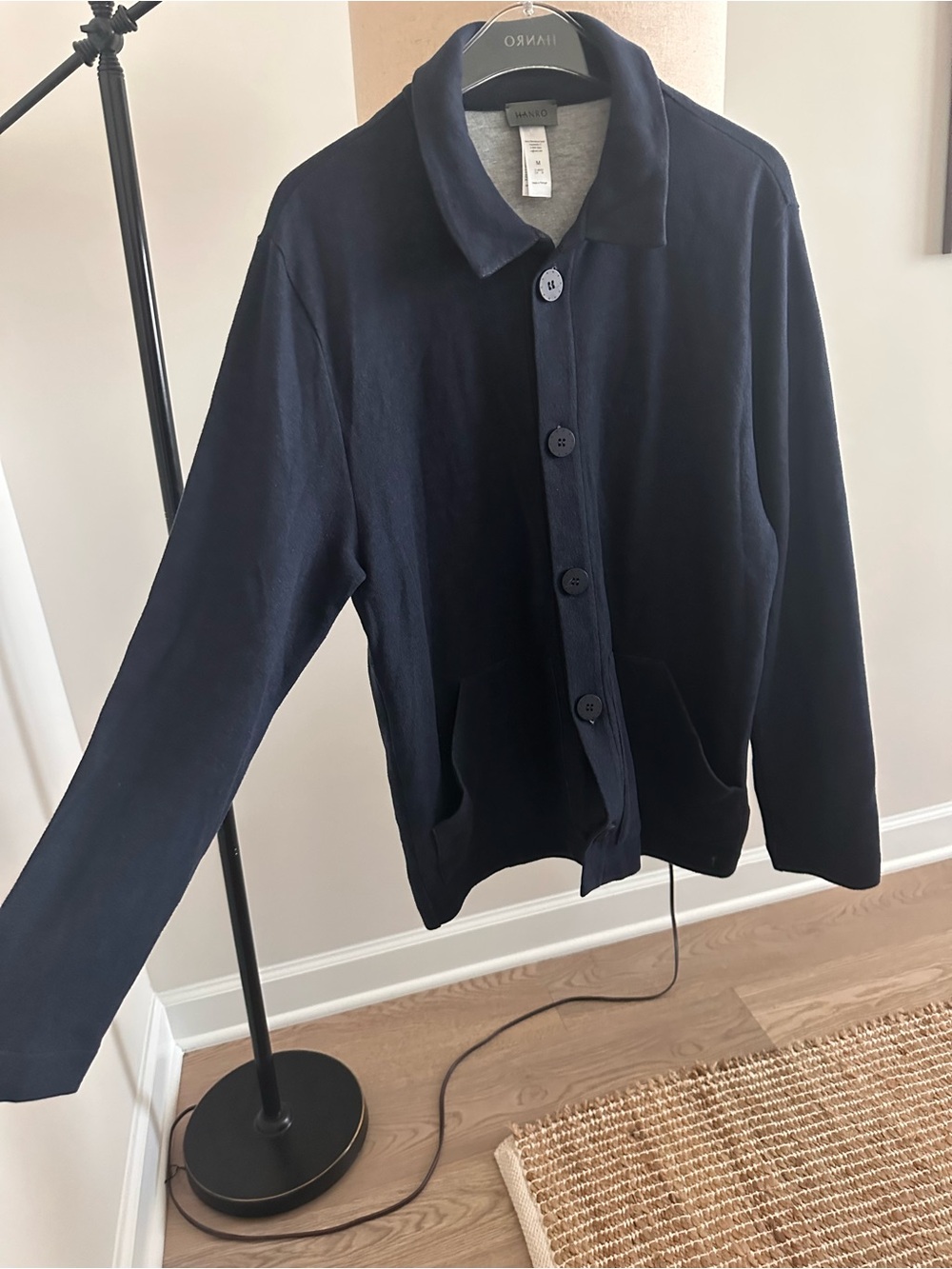 Hanro Navy Lightweight Button-Front Shirt Jacket